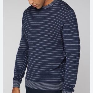 Ben Sherman Navy White Striped Cotton Merino‎ Wool Crewneck Sweater Size Large